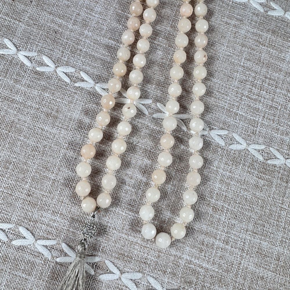 Rose Quartz Hand Knotted  Beaded Necklace - Picture 5 of 11